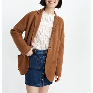 Madewell Tan Saville Sweater Wool Blazer Oversized One-Button Layering Sz XS